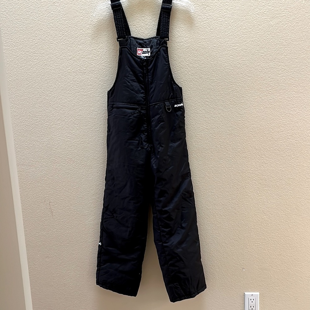 VTG Skigear youth black one piece puffer overalls jumper snow suit bibs